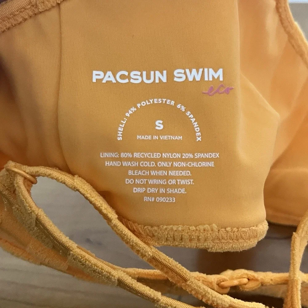 Pacsun Women's Positano Terry Tank Bikini‎ Top Yellow Orange Color Size Small
